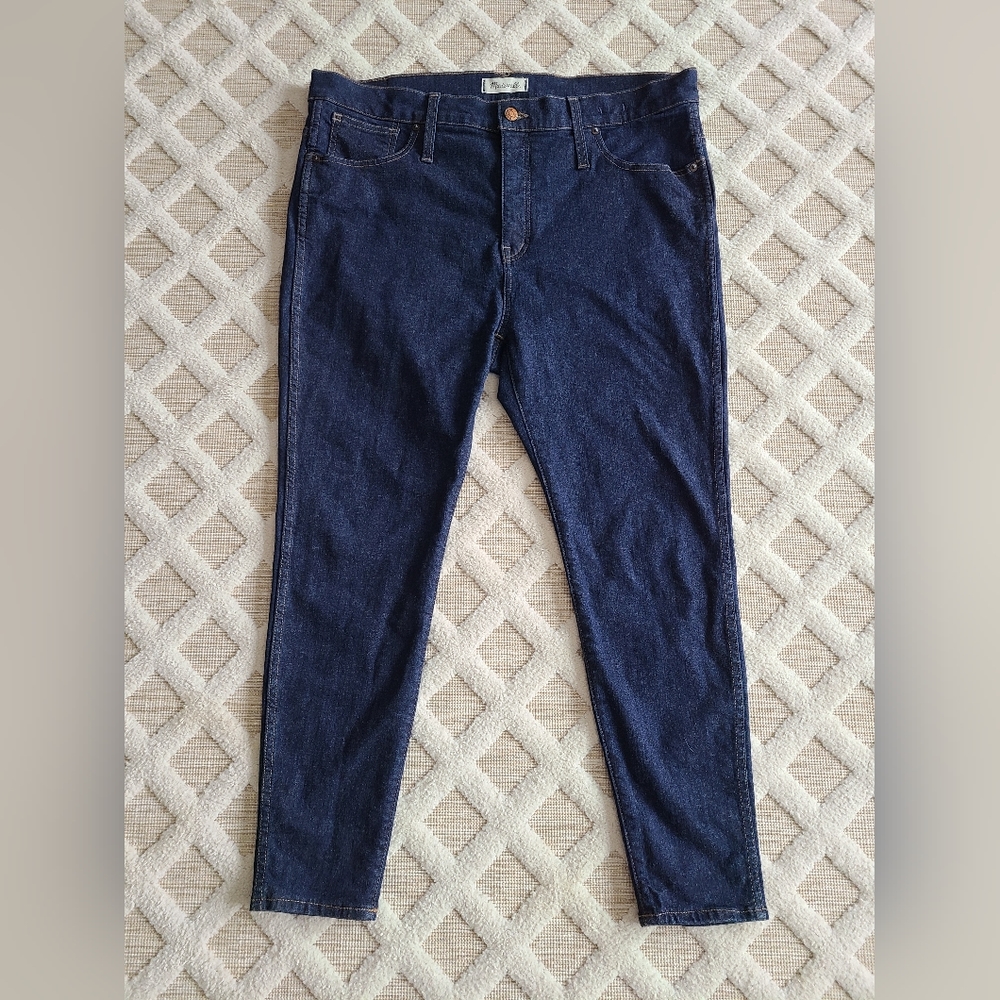 MADEWELL Women's 10" High-Rise Skinny‎ Jeans Dark Blue Wash Size 34P   Classic